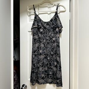 Sanctuary Strapless Dark Blue and White Paisley\Leaves Design Dress